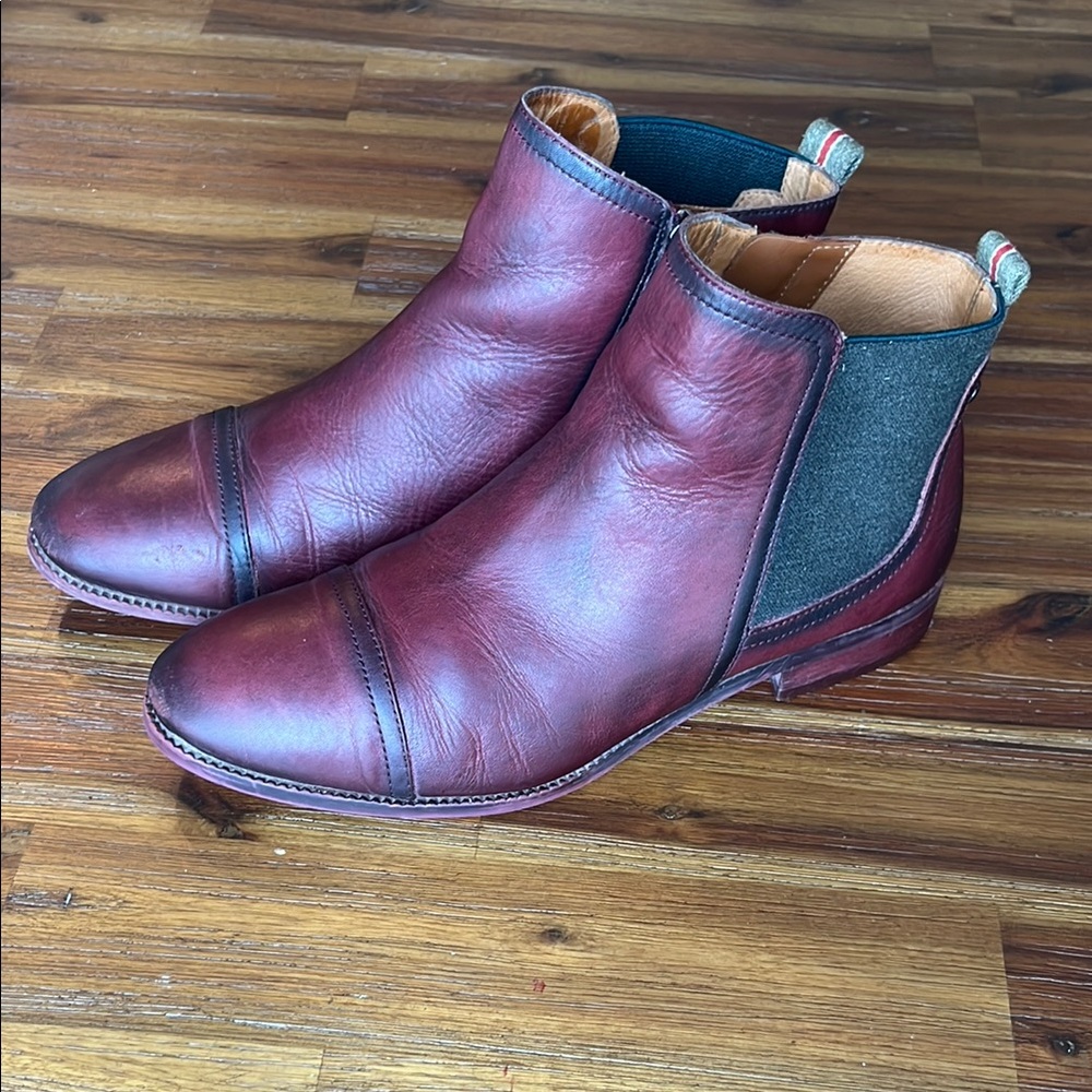 PIKOLINOS Burgundy Leather Ankle Boots with Elastic Panels 9